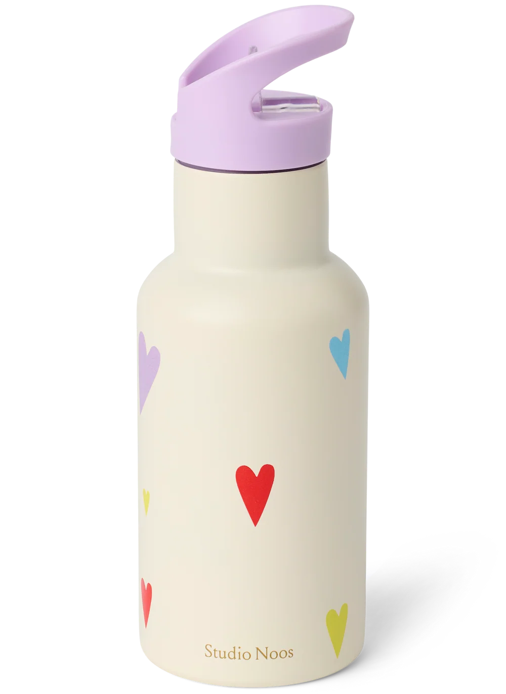 Studio Noos RVS drinkfles RVS 350 ml white multicolor hearts