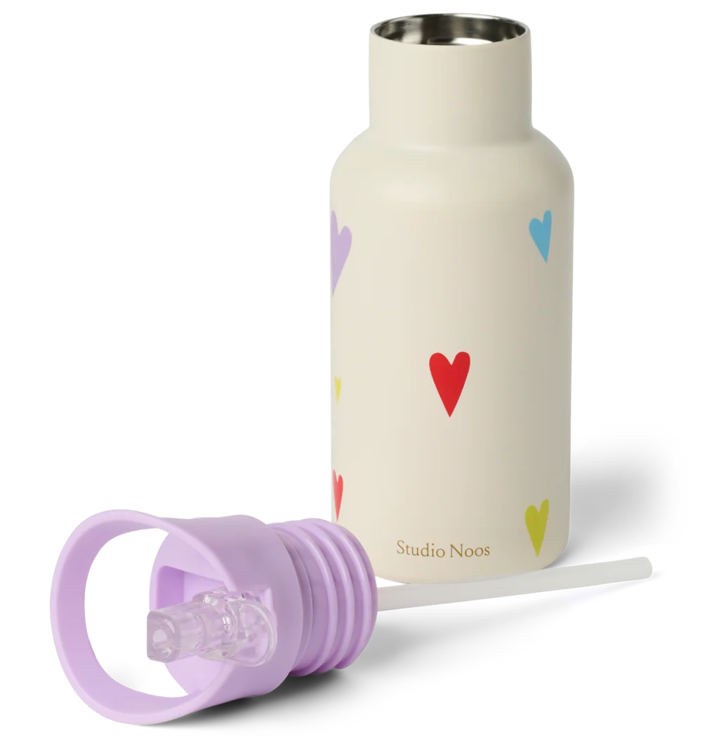 Buy Studio Noos RVS drinkfles RVS 350 ml white multicolor hearts