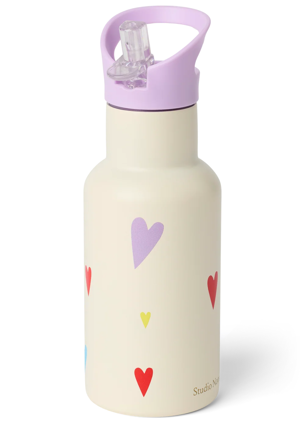 Studio Noos RVS drinkfles RVS 350 ml white multicolor hearts