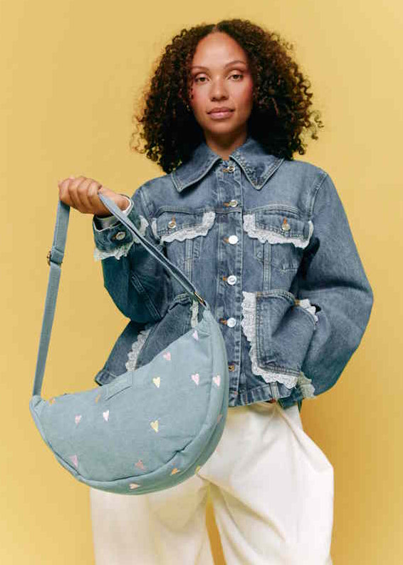 Buy Studio Noos denim fanny pack light blue hearts
