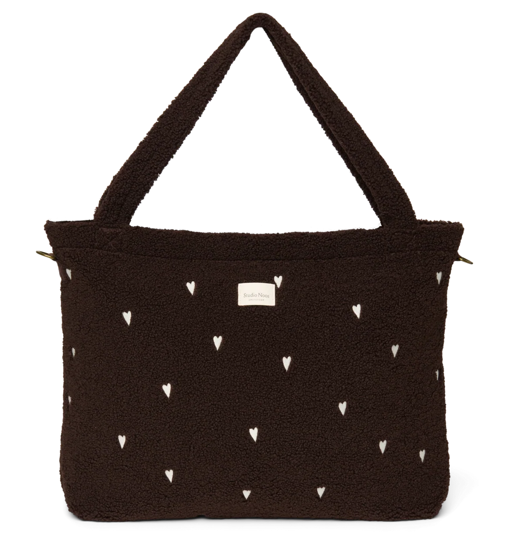 Studio Noos diaper bag teddy chocolate brown hearts