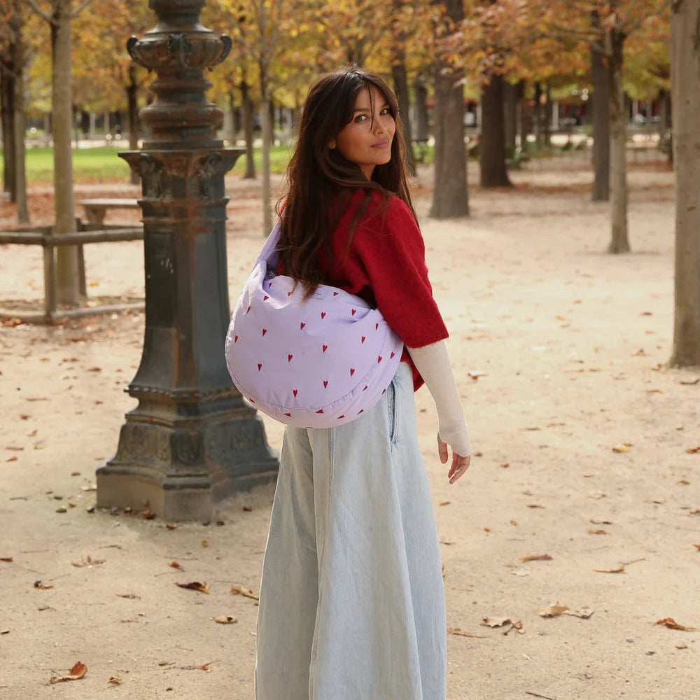 Buy Studio Noos puffy cross body bag purple hearts