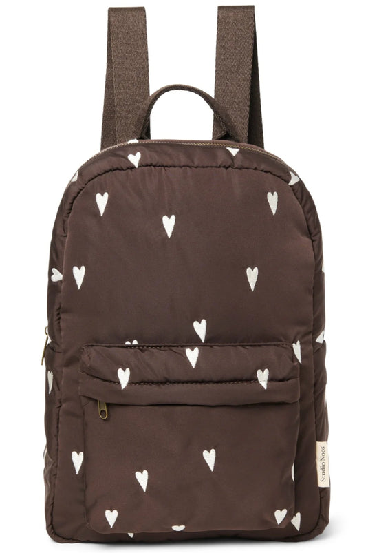 Studio Noos Puffy Midi Backpack Brown HeartsSoftCottonMidiBackpackBrownHearts