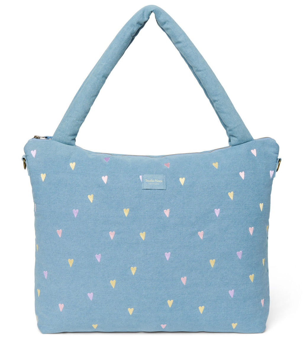 Studio Noos denim diaper bag light blue hearts