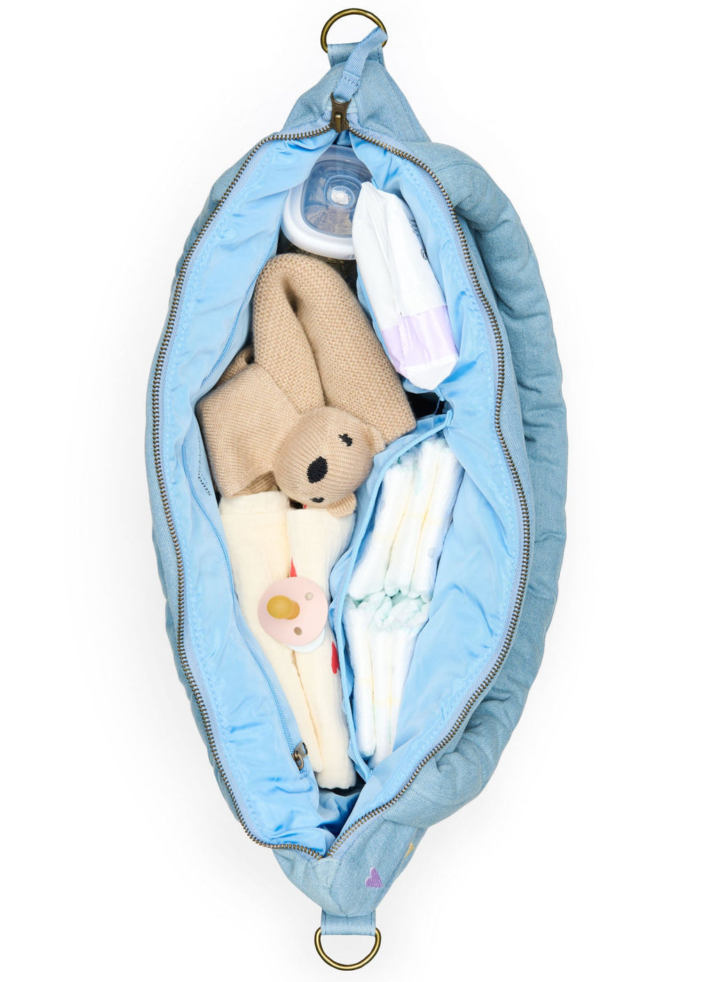 Buy Studio Noos denim diaper bag light blue hearts