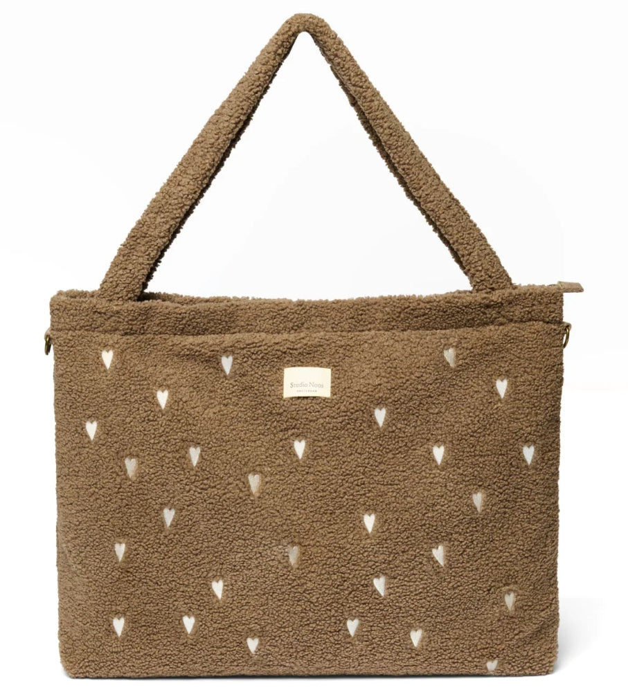 Studio Noos diaper bag teddy brown hearts