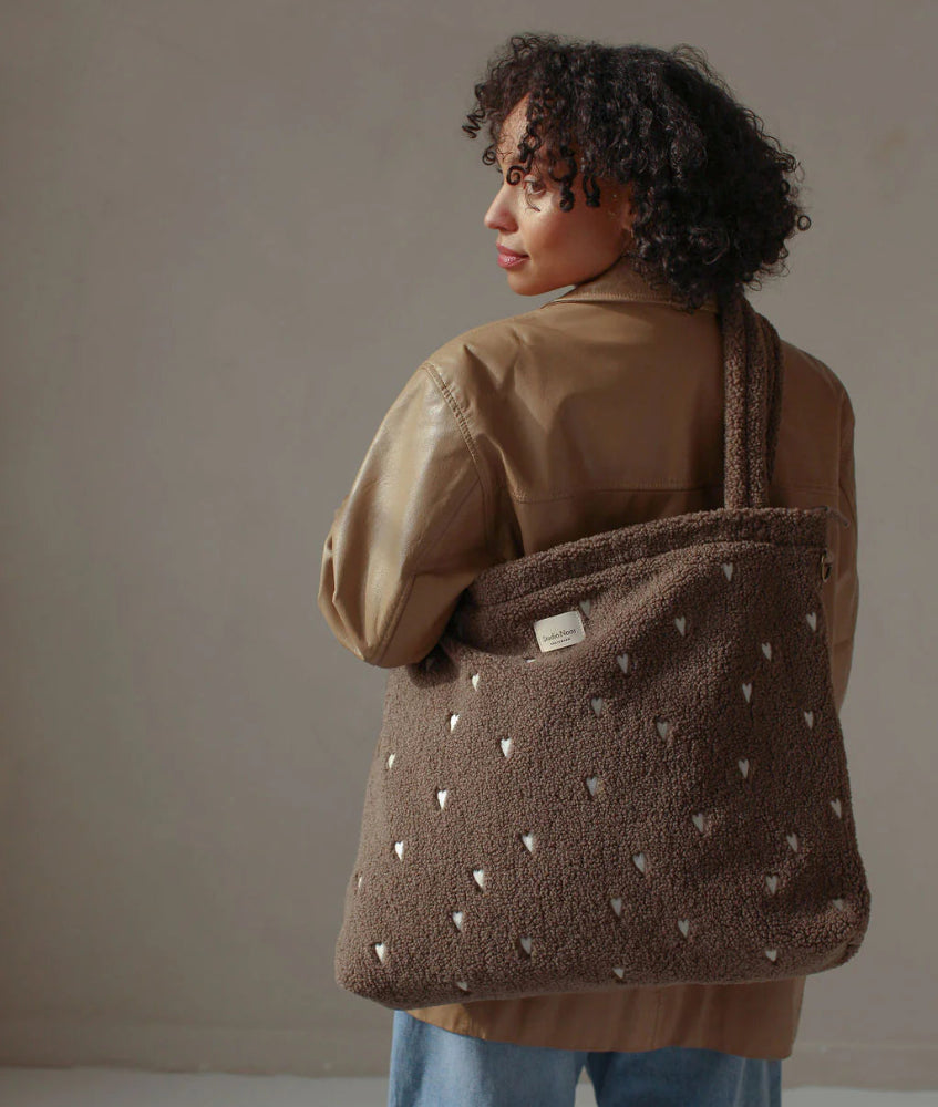 Studio Noos diaper bag teddy brown hearts 100% Polyester