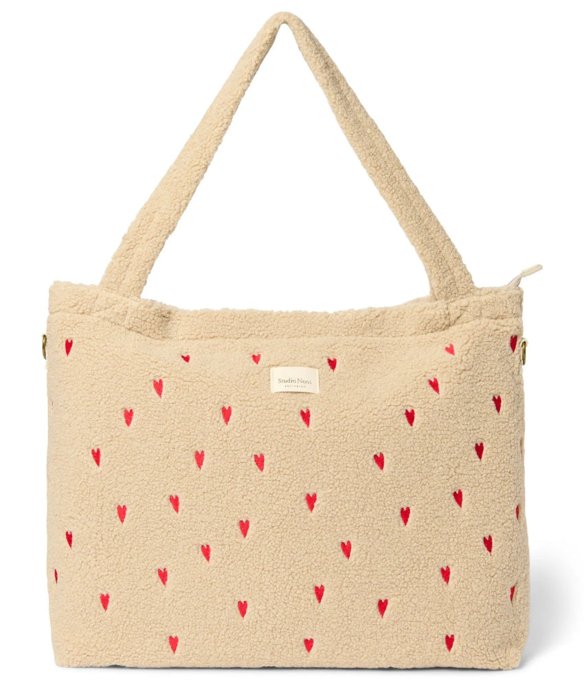 Studio Noos diaper bag teddy ecru hearts