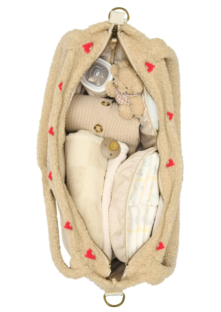 Studio Noos diaper bag teddy ecru hearts 6150731763782