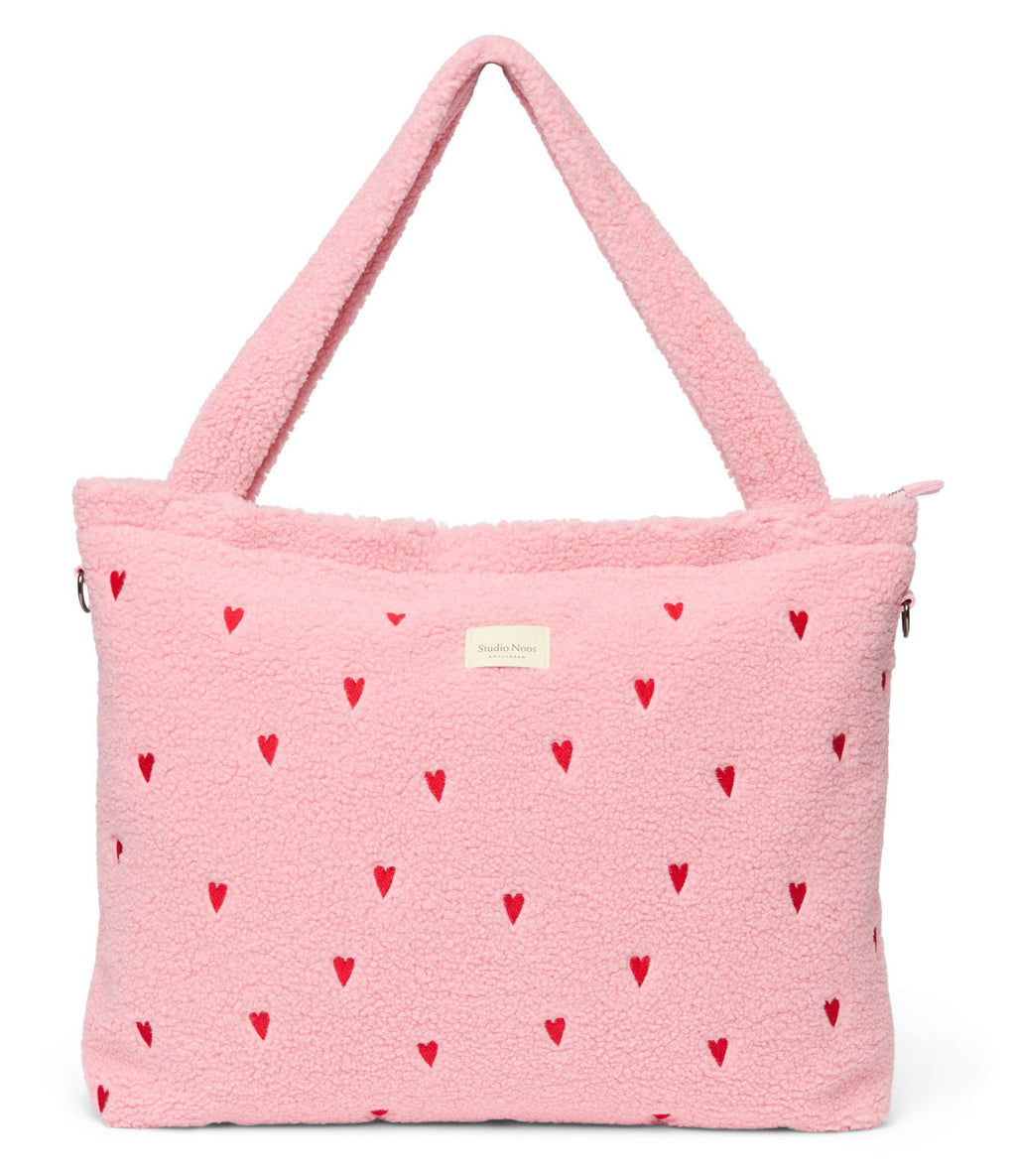 Studio Noos diaper bag teddy light pink hearts