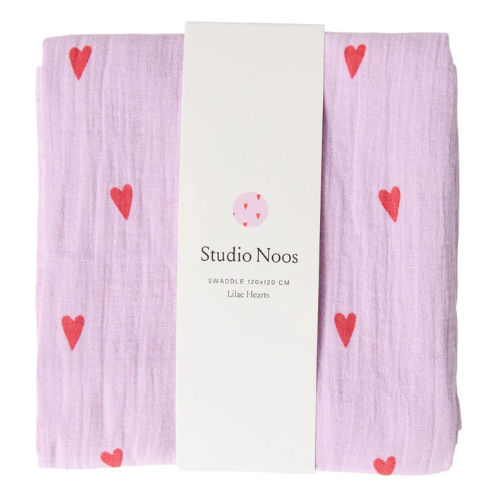 Studio Noos hydrofiele doek lila hearts 120x120 6151900465490 a