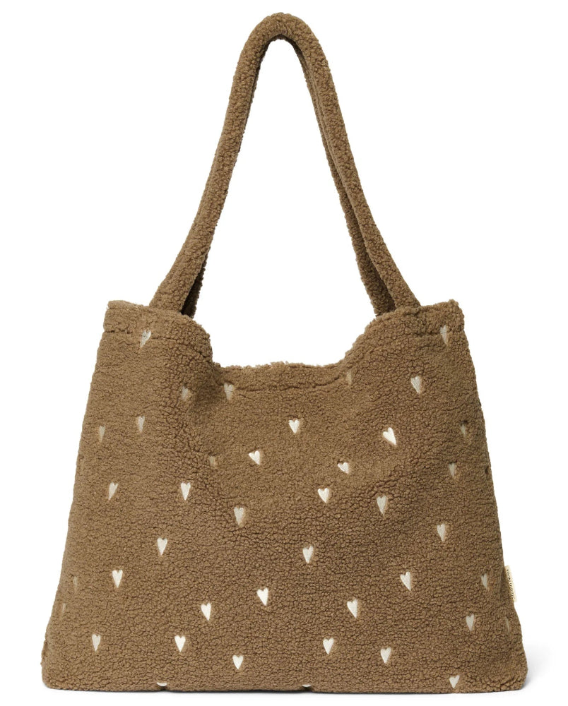 Studio Noos mom bag teddy brown hearts