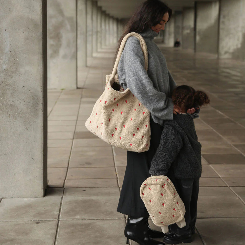 Buy Studio Noos mom bag teddy ecru hearts
