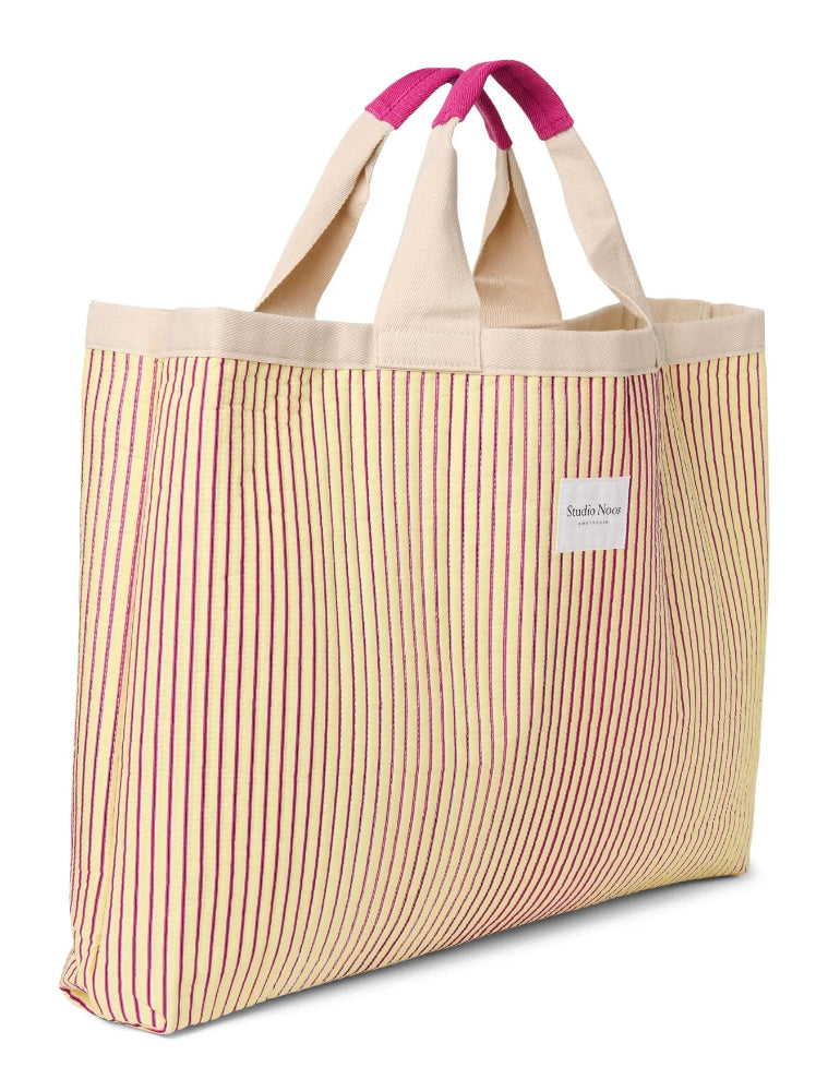 Studio Noos poplin beach bag butter yellow striped 6151908030041