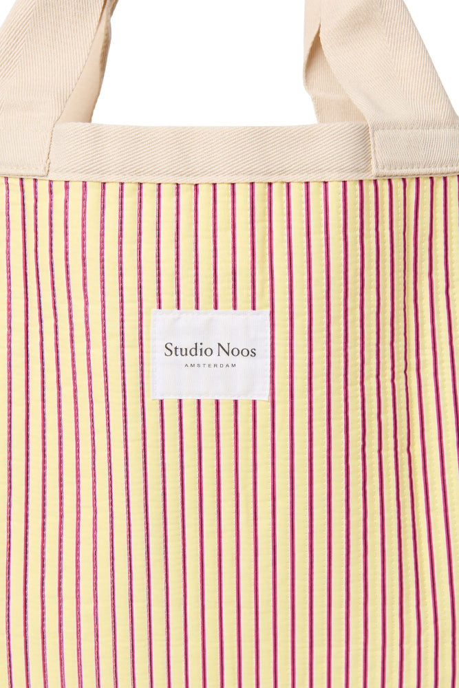 Studio Noos poplin beach bag butter yellow striped