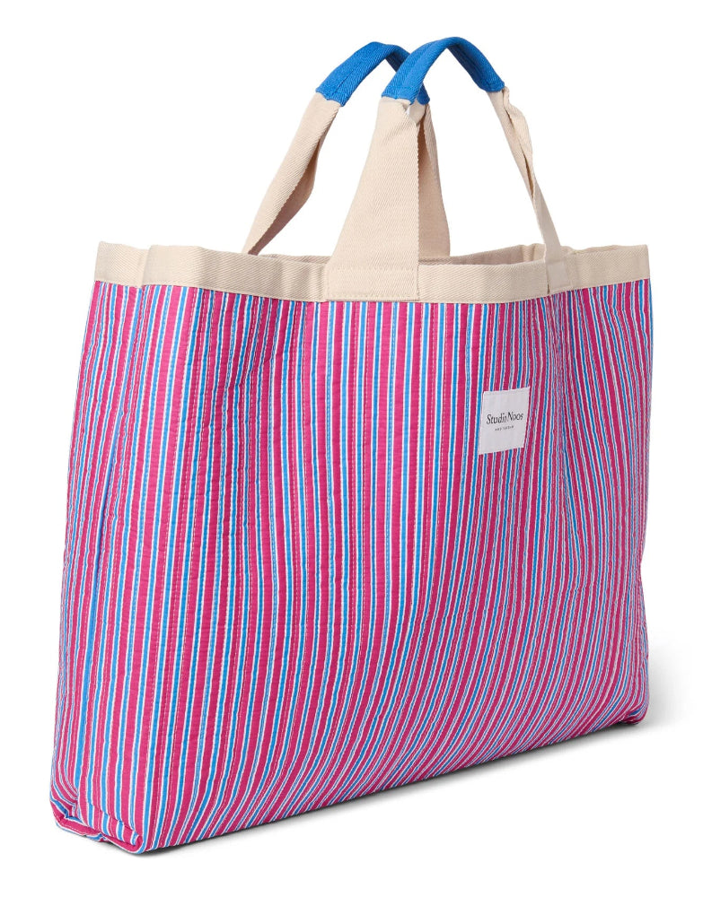 Studio Noos poplin beach bag raspberry striped 6151907726761