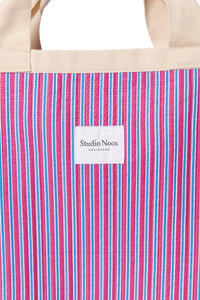 Studio Noos poplin beach bag raspberry striped 6151907726761 e