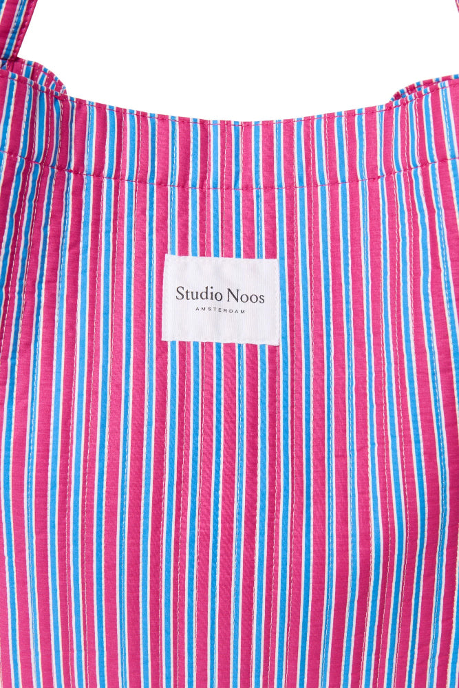 Studio Noos poplin mom bag raspberry striped 100% katoen