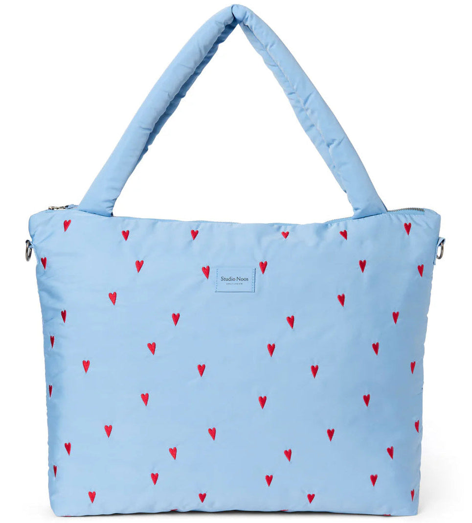 Studio Noos puffy diaper bag blue hearts