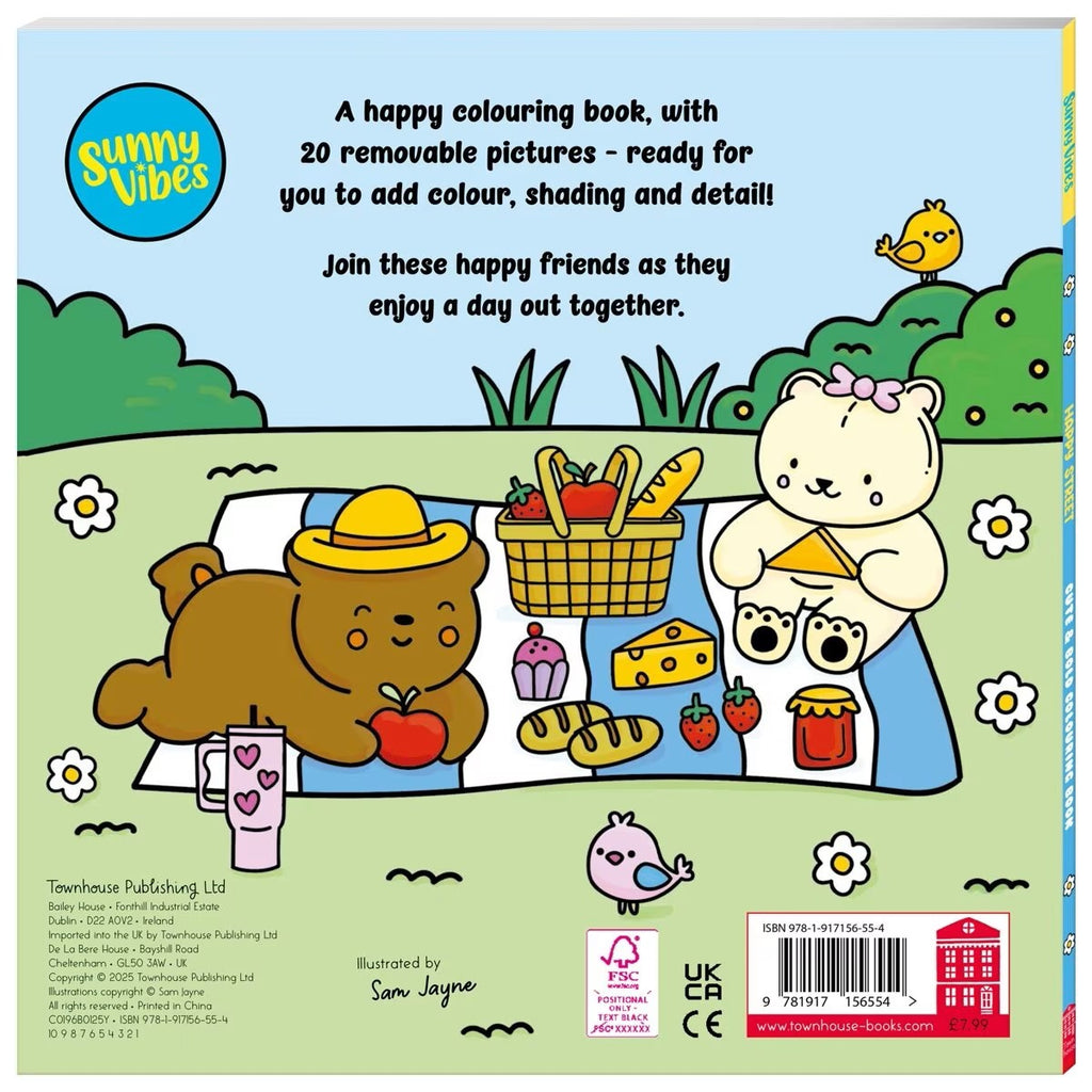 Sunny Vibes Happy Street Cute & Bold Colouring Book