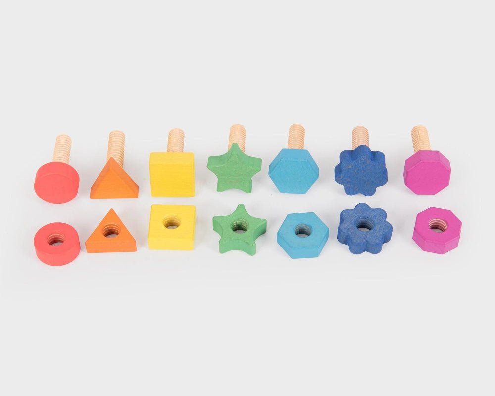 Tickit houten moeren en bouten regenboog 7 stks 12 mnd+ Beukenhout