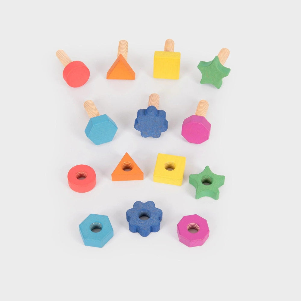 Tickit houten moeren en bouten regenboog 7 stks 12 mnd+