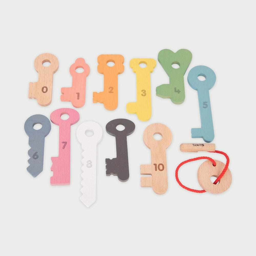 Tickit houten sleutels met cijfers regenboog 10 mnd+33073474b
