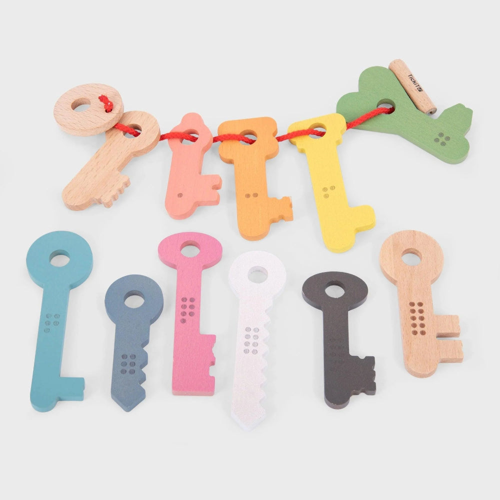 Tickit houten sleutels met cijfers regenboog 10 mnd+33073474c