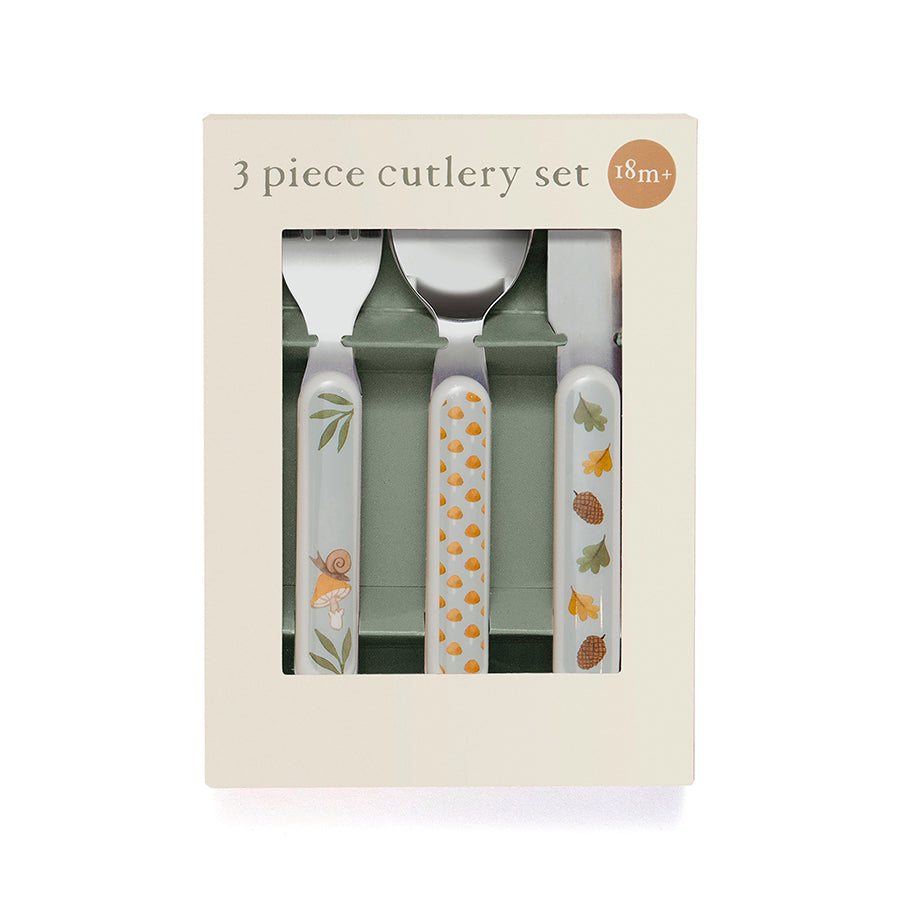 Petit Monkey cutlery set animal cradle dove blue