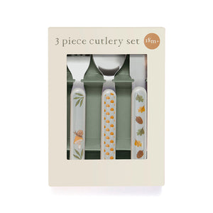 Petit Monkey cutlery set animal cradle dove blue