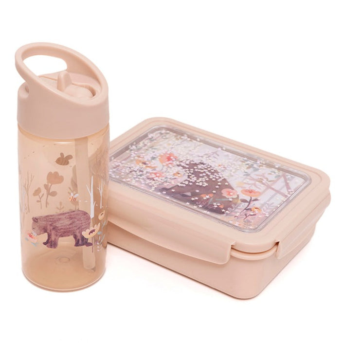 Petit Monkey drinking bottle humming bear linen