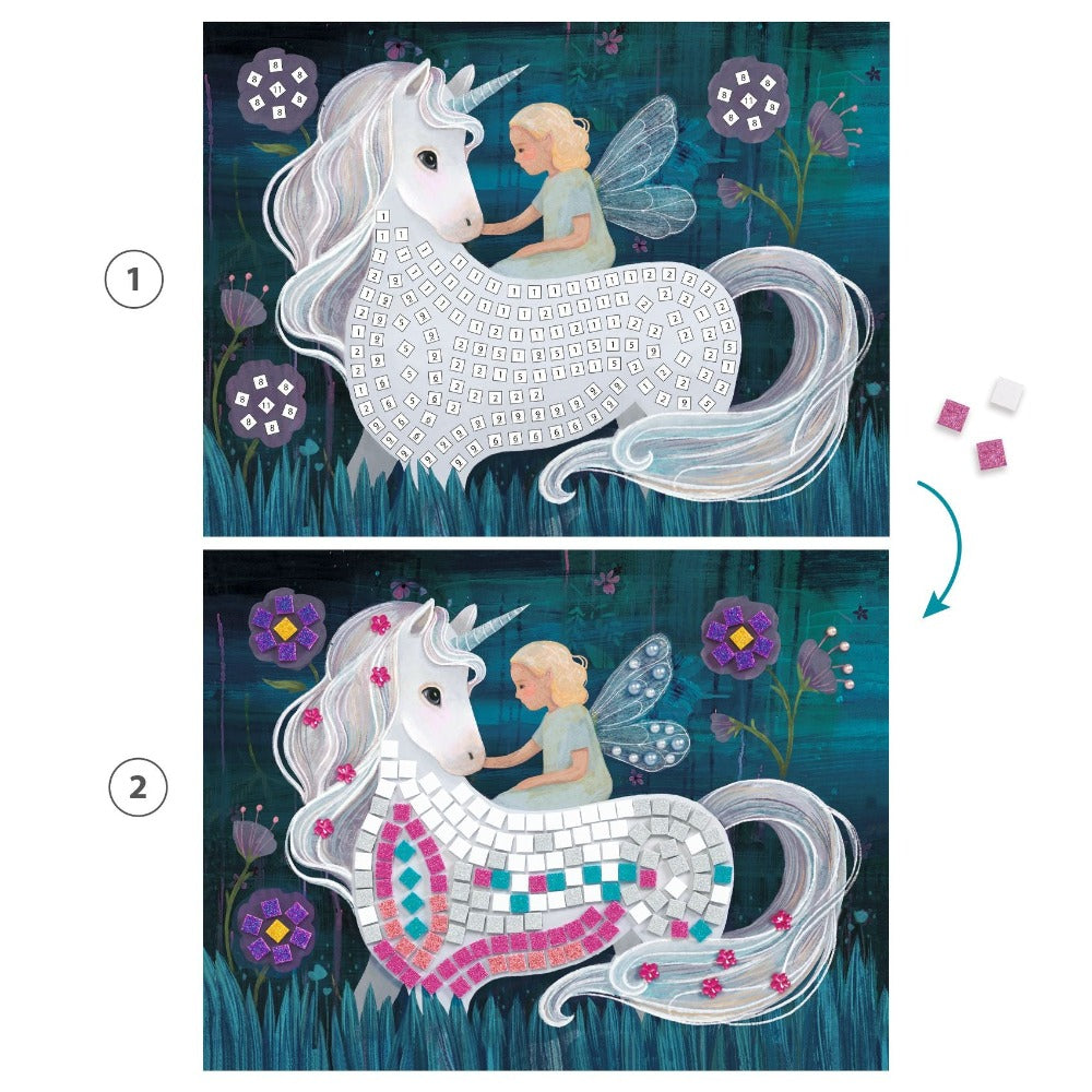 DJECO glitter mosaic enchanted world 6 yrs+ foam stickers, kartonnen prent