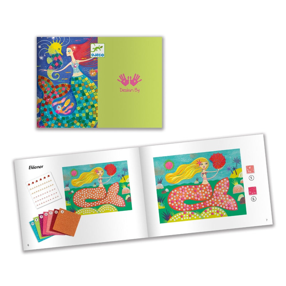 DJECO glitter mosaic mermaid 7 yrs+ foam stickers, kartonnen prent
