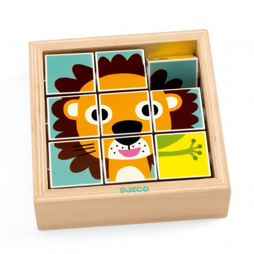 DJECO wooden block puzzle Tournanimo 9 pcs / 2 yrs+