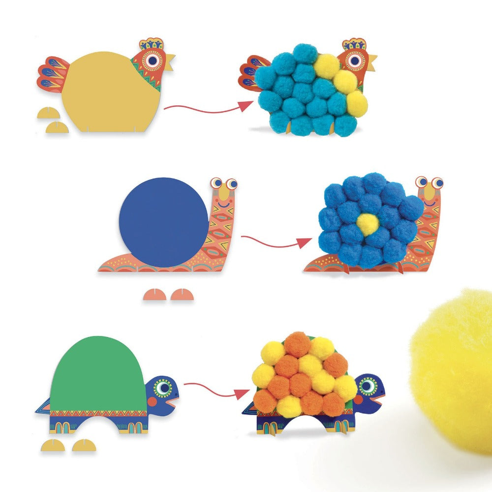 DJECO crafting with pompoms animals 18 months +