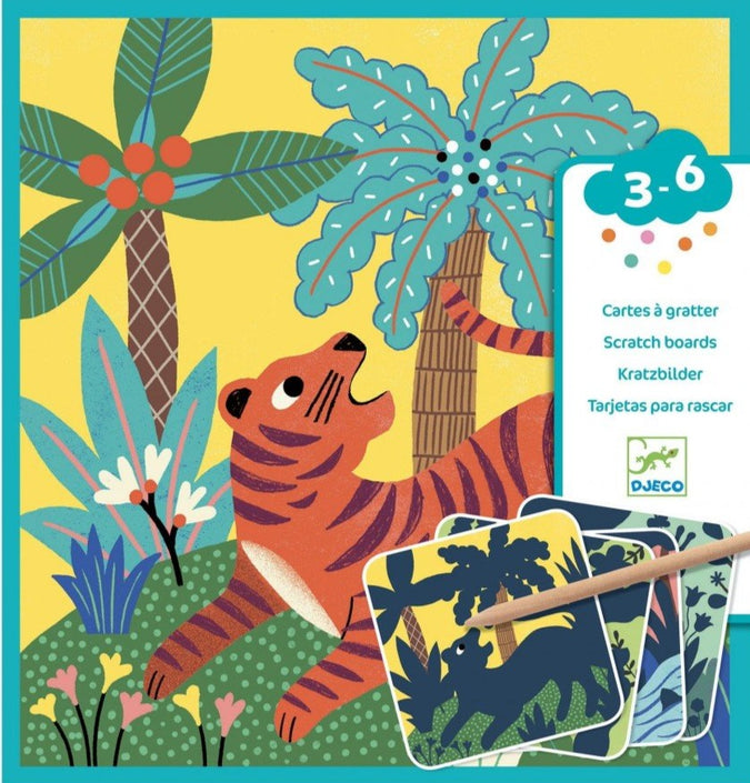 DJECO scratch foil cards Large animals 3 yrs+