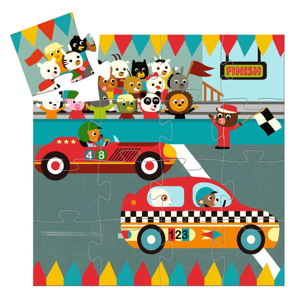 DJECO puzzle racing car 3 yrs / 16 pcs