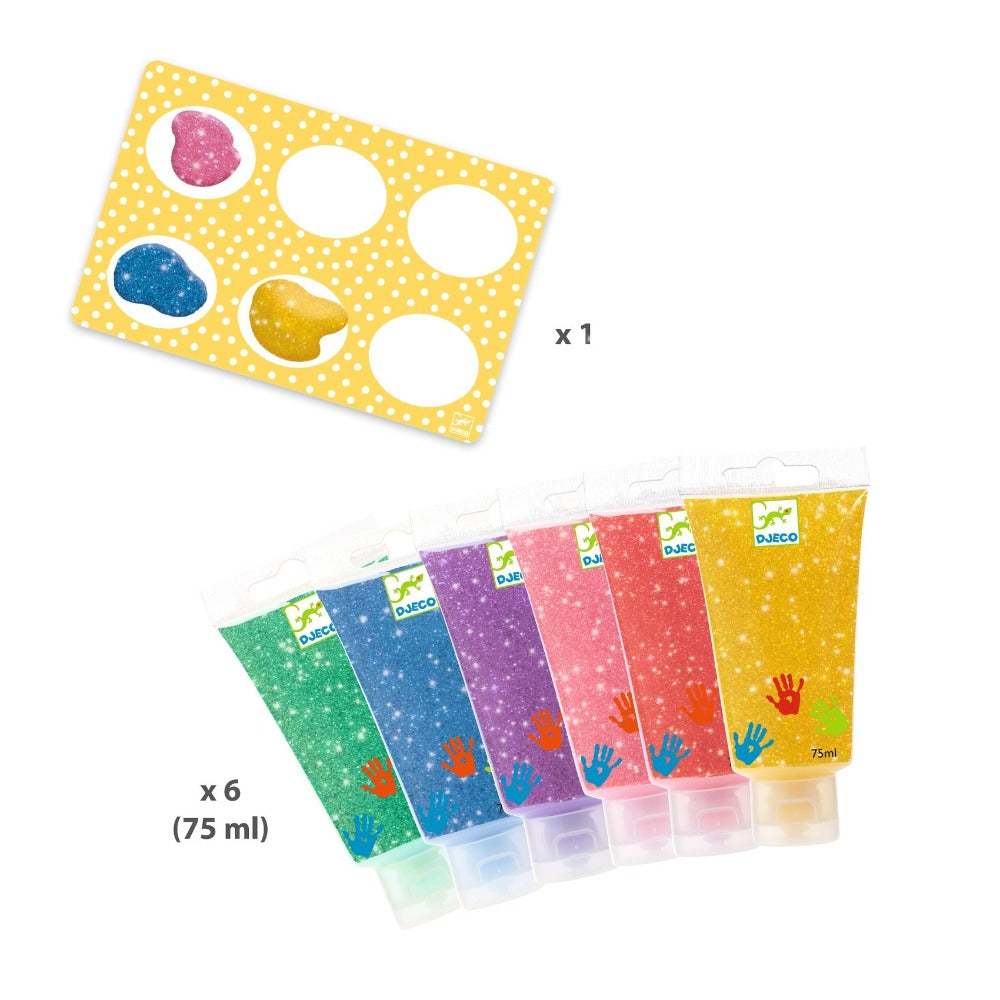 DJECO finger paint glitter 6 x 75ml