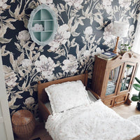Dekornik wallpaper sample Peonies navy blue