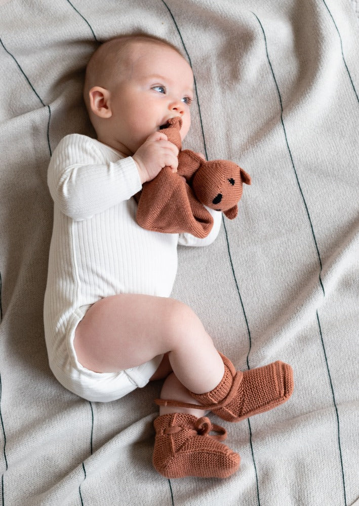 HVID slippers brick 0-9 months 100% merino wol, fine italian