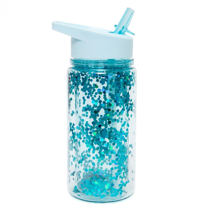 Petit Monkey drinking bottle glitter dusty aqua