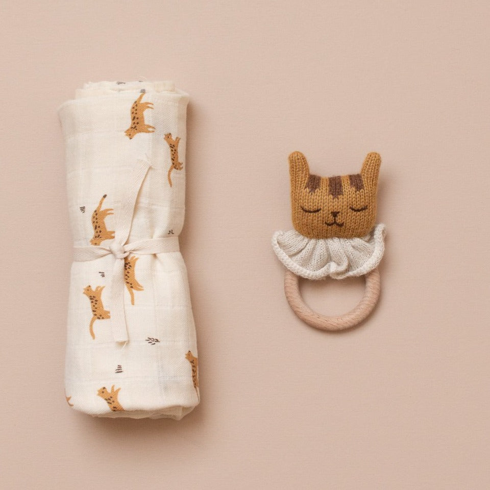 Main Sauvage teether + rattle tiger