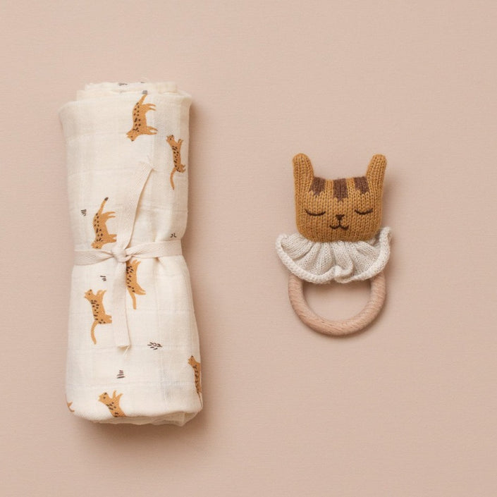 Main Sauvage teether + rattle tiger