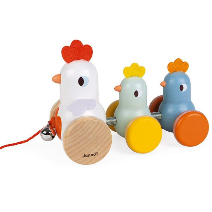 JANOD pull figure rooster and chickens 18 months +