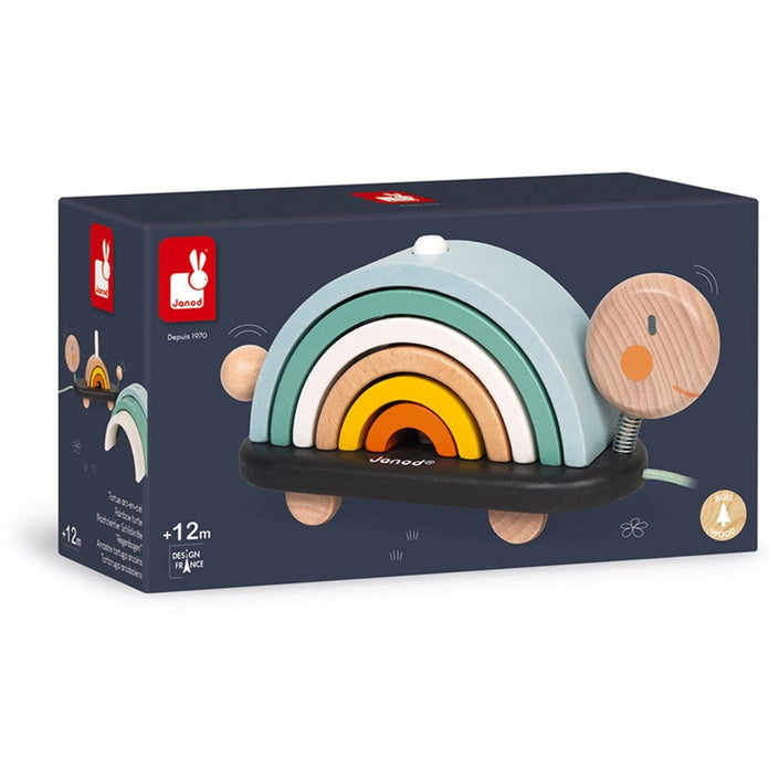 JANOD pull figure turtle + stacker 1yr+