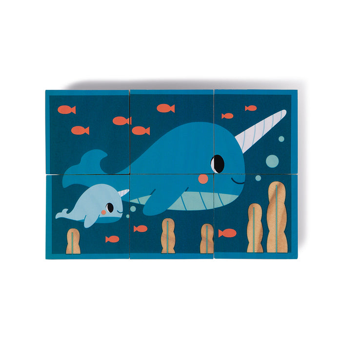 JANOD x WWF block puzzle animals young 12 months + / 6 pcs