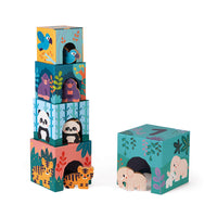 JANOD x WWF stacking tower with 5 wooden animals 1 yr+