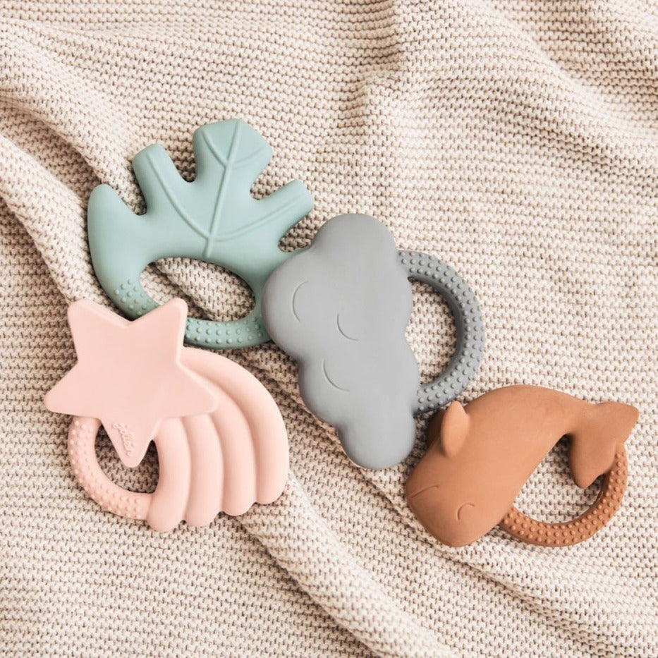 Jollein teething ring falling star pale pink 101-001-00090