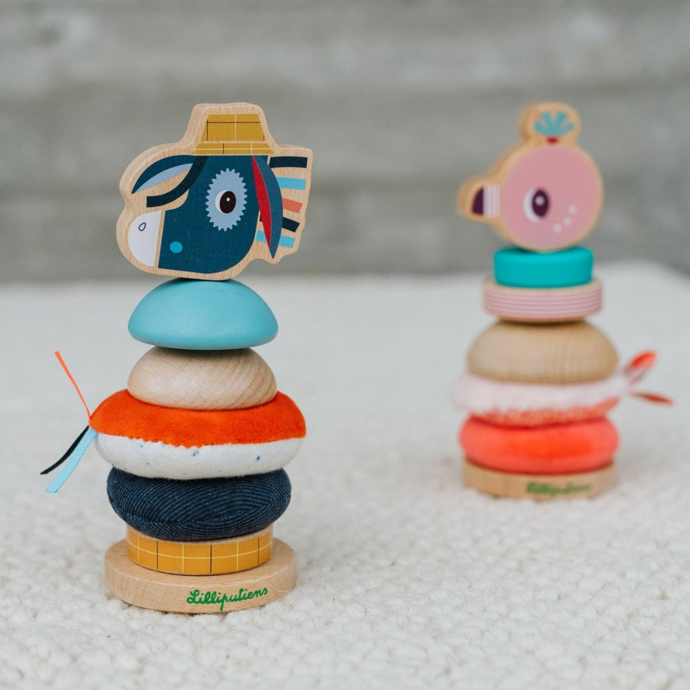 Lilliputiens stacking tower flamingo Anais 9 months+ polyester + FSC hout