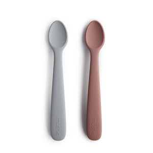Mushie baby spoons stone mauve